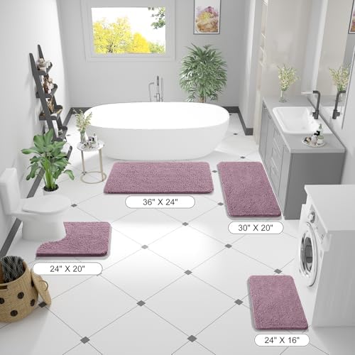 OLANLY Bathroom Runner Rugs 44x24, Extra Soft Absorbent Chenille Bath Rugs - Image 2