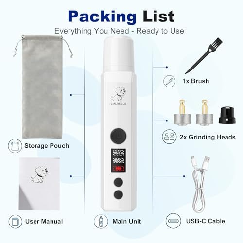 Silent Groom Pro Nail Grinder for Dog 2-Speed LED USB Rechargeable White - Image 6