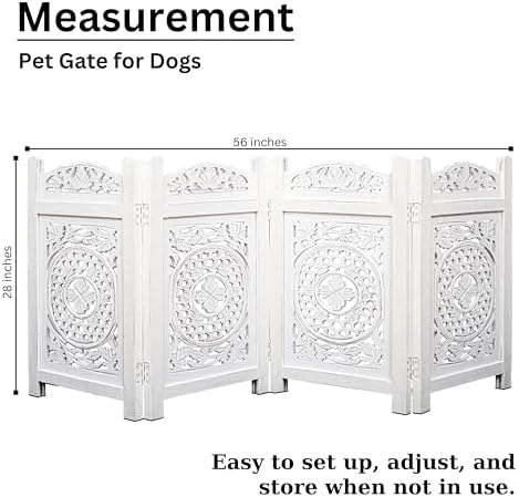 Freestanding Dog Gate 56W x 28H, 4 Panel Foldable Wooden Pet Barrier - Image 4