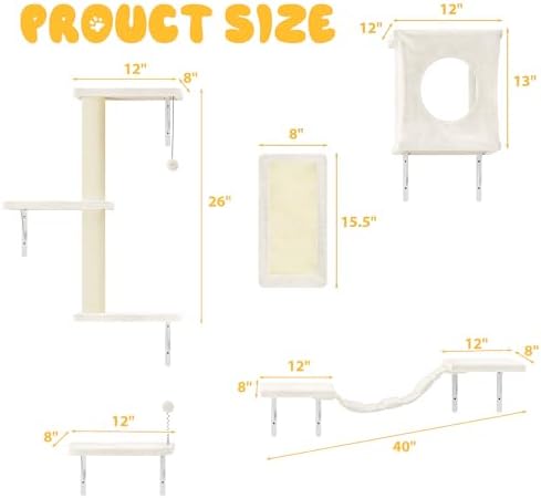 Cat Wall Shelves, 10-in-1 Wall-Mounted Cat Furniture Set - Image 5