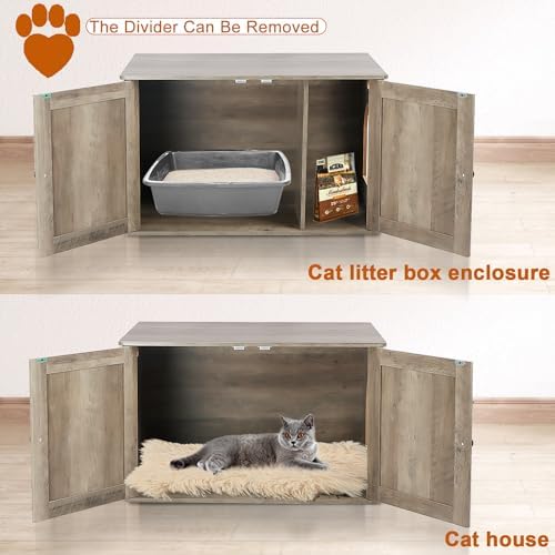 Timberer Cat Litter Box Enclosure, Hidden Litter Box Furniture - Image 2