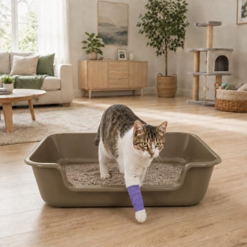 Extra Large Low Entry ABS Cat Litter Box, Light Brown, 1 Pack - Image 3
