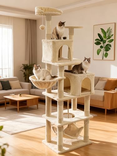 Cat Tree, 68-Inch Cat Tower for Indoor Cats, Plush Multi-Level Cat Condo - Image 6
