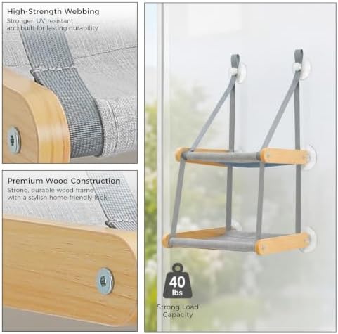 Cat Window Perch for Large Cats – Wooden Cat Window Hammock - Image 6