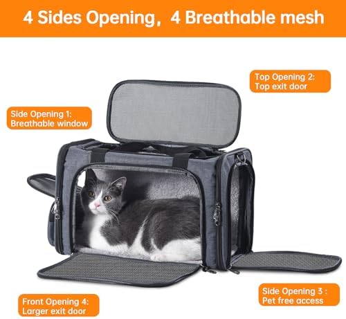 Cat Carrier Pet Travel Carrier by Airplane Approved Under seat, TSA Airline - Image 3