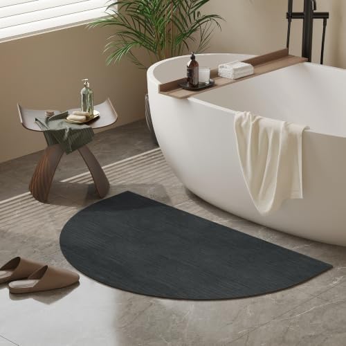 Mecko Half Circle 20"x32" Bath Mat Black by Mecko
