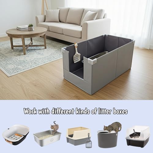 Extra Large Cat Litter Box Enclosure, Keep Dogs Out, Open Top High Side - Image 6