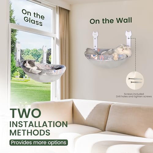 HiPetpy Grey Deep Cat Window Perch, Cordless Foldable Cat Hammock - Image 7