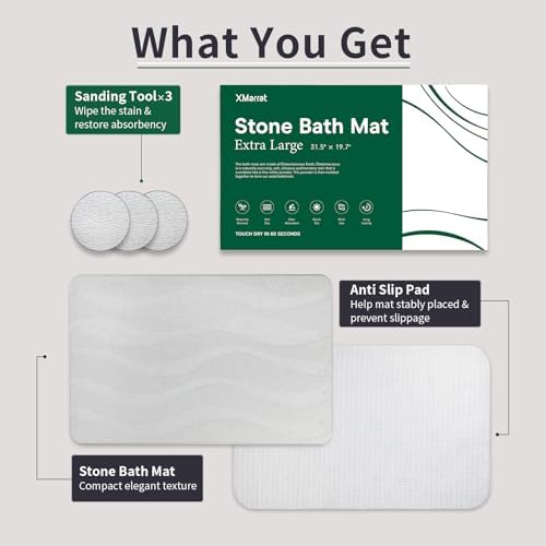 XMarrat Extra Large Stone Bath Mat, Diatomaceous Earth Mat, 31.5"x19.7" - Image 4