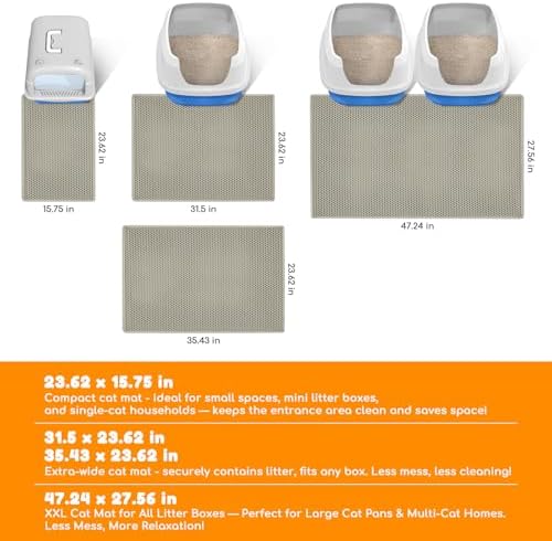 Cat Litter Mat 31"x24", Double Layer EVA litterbox Mat Beige - Image 2