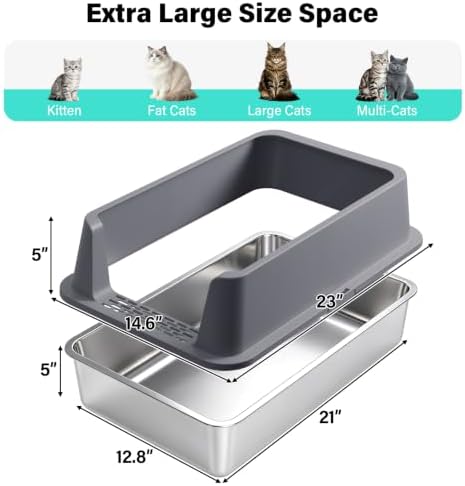 Stainless Steel Litter Box, XL Metal Litter Box - Image 5
