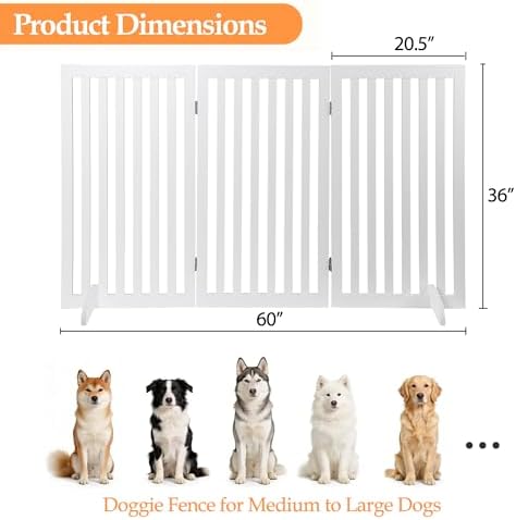 Freestanding Pet Dog Gate 36 Inch Foldable Fence Indoor 3 Panel Extra Wide - Image 6