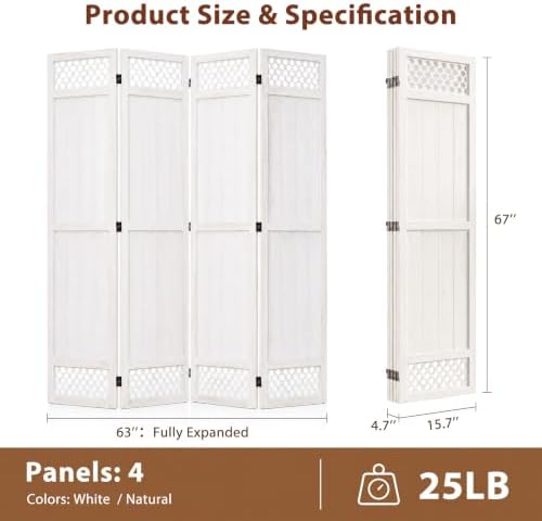 Wood Room Divider Privacy Screen - Image 4