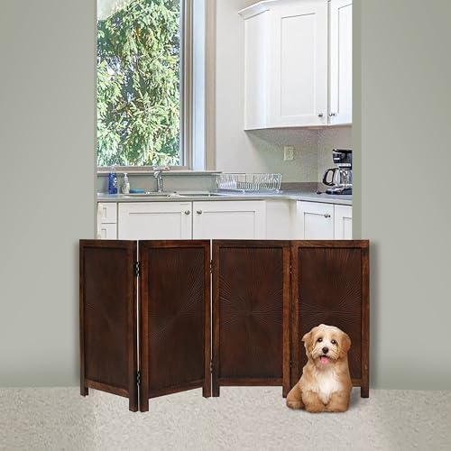 Freestanding Pet Gate, 4-Panel Folding, 56x28 in - Image 5
