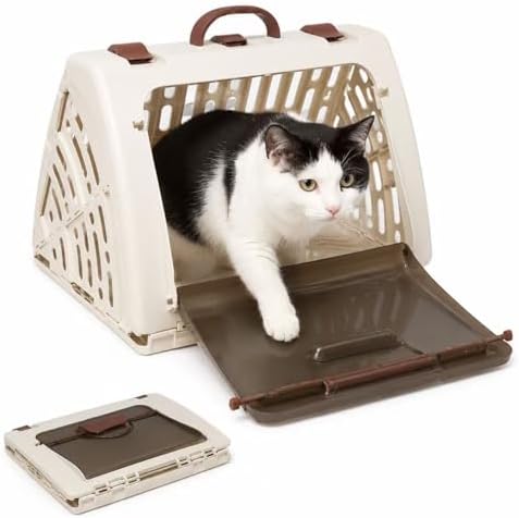 Hard-Sided Cat Carrier for Large Cats up to 16 lbs, Foldable PP Plastic Pet by Unknown