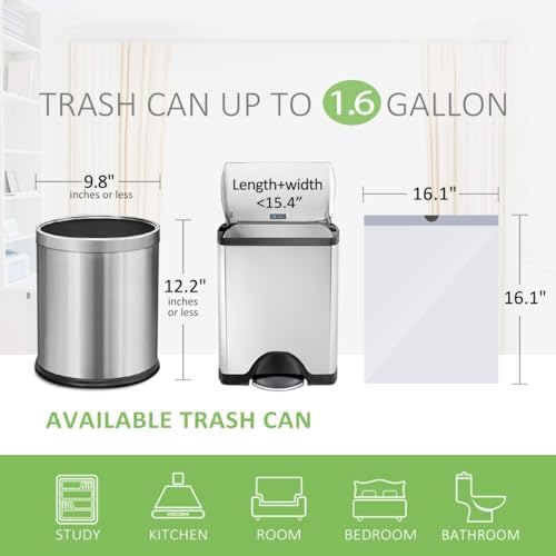1.6 Gallon 100 Counts Small Drawstring Trash Bags by Teivio, 1.5 Gallon - Image 2
