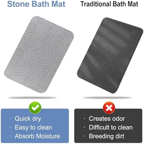 2 Pack Stone Bath Mat Diatomaceous Earth Shower Mat Non-Slip Super Absorbent - Image 5
