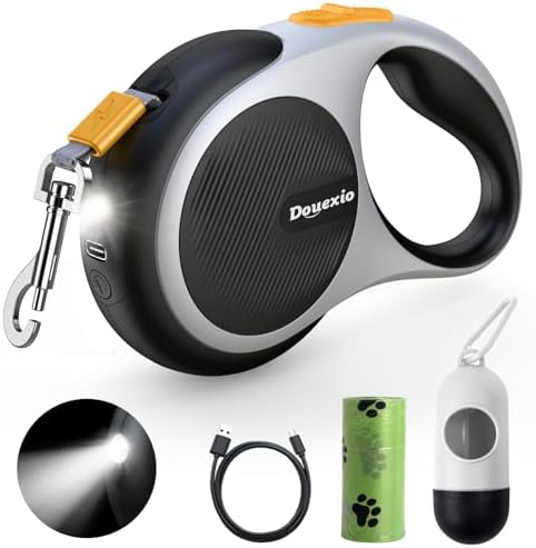 Retractable Dog Leash with LED Flashlight, Douexio Upgrade 3 in 1 Dog Leash by Douexio