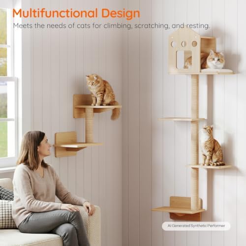 HOOBRO Cat Wall Shelves, Wood Wall Mounted Cat Shelves - Image 6