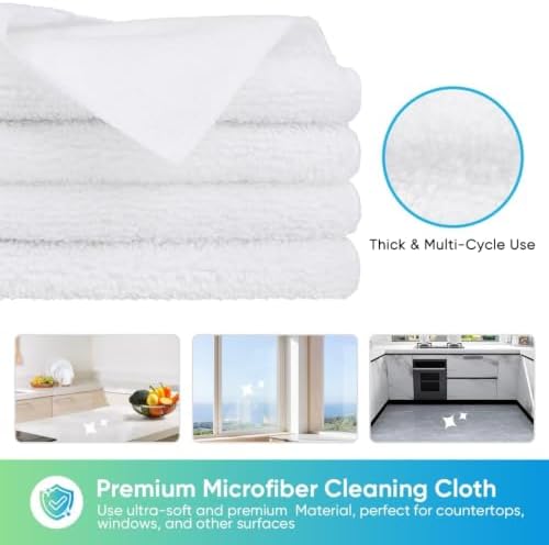 HOMEXCEL White Microfiber Cleaning Cloth, Microfiber Towels - Image 2