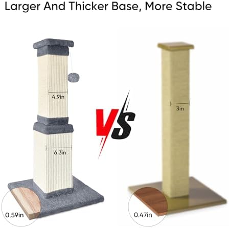 Cat Scratching Post for Indoor Cats, 32Inch Sisal Cat Scratcher - Image 5