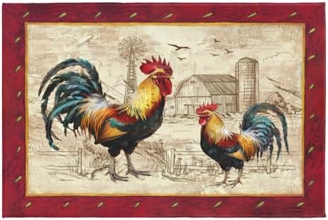 Giwawa Farm Rooster Bath Rug Red Rustic Chicken Bathroom Mat Absorbent Bath by Giwawa