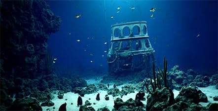 36X24IN Natural Underwater Aquarium Background, Pictures 3D Fish Reef Fish Tank Decoration Background, with 8 EVA Double-Sided Tape