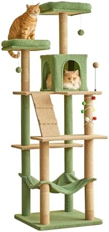 MWPO 70.1-Inch Green Large Cat Tree, Plush Cat Condo by MWPO