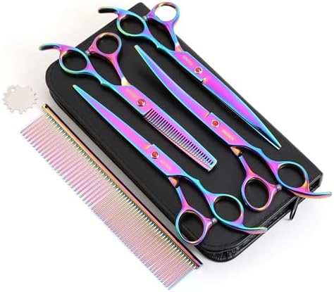 7.0in Titanium Dog Grooming Scissors Set by GEMEK