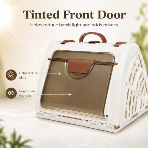 Hard-Sided Cat Carrier for Large Cats up to 16 lbs, Foldable PP Plastic Pet - Image 6