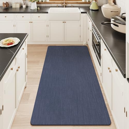 Mecko Bath Mat 24"x48", Ultra Thin Bathroom Rug fit Under Door Navy Blue by Mecko