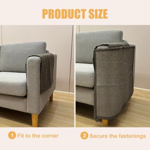 Sisal Couch Protector wStorage Pocket, All Gray Right‑Side - Image 5