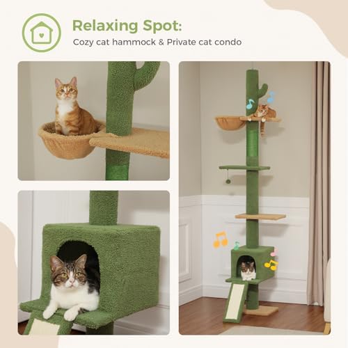 PEQULTI Floor to Ceiling Cat Tree, Adjustable 83-108in 5-Level Tower - Image 6