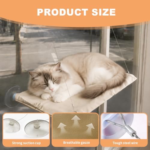 Cat Window Perch and Hammock, 21.6"x13.7" Portable Catio Window Bed - Image 5