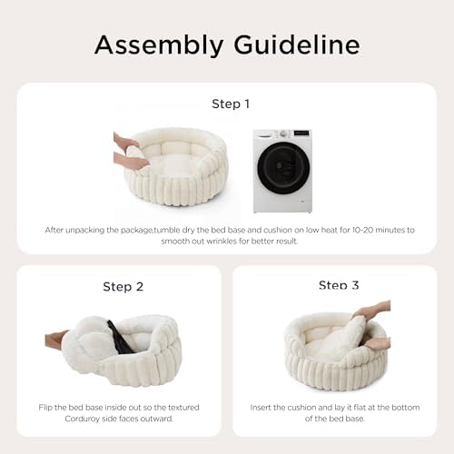Bedsure ComfyFleece® Washable Cute Small Medium Dog Bed, Round Pet Bed - Image 6