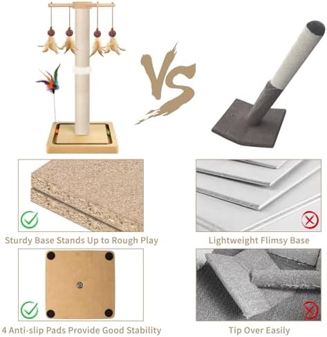 Tall Cat Scratching Post, 33 Inch Sisal Scratcher - Image 4
