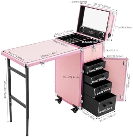 Cosmetic Trolley Storage Organizer, Foldable Nail Tables - Image 3
