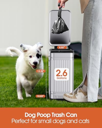 Small Trash Can with Lid, 2.6 Gal Dog Poop Trash Can - Image 4