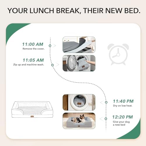Orthopedic Dog Bed for Extra Large Dogs, Light Grey - Image 3