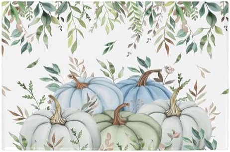 Giwawa Fall Blue Pumpkin Bath Rug Autumn Harvest Bathtub Mat Non Slip Absorbent by Giwawa