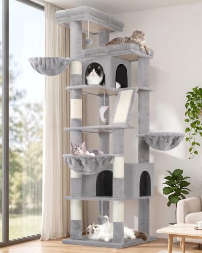 Globlazer 80in Extra Large Tall Corner Cat Tree Tower, Light Grey by Globlazer