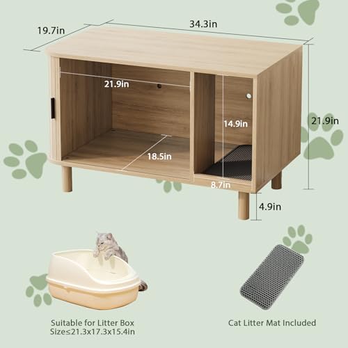 34.3" Cat Litter Box Enclosure Furniture - Image 2