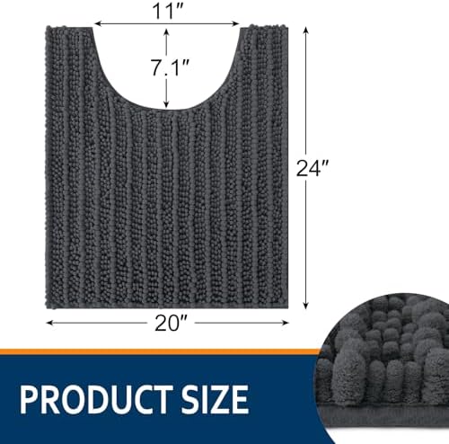 Smiry Bathroom Toilet Rugs U Shaped 24X20, Chenille Bath mats - Image 2