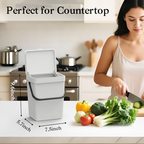 LALASTAR Small Trash Can with Lid, Kitchen Compost Bin - Image 4