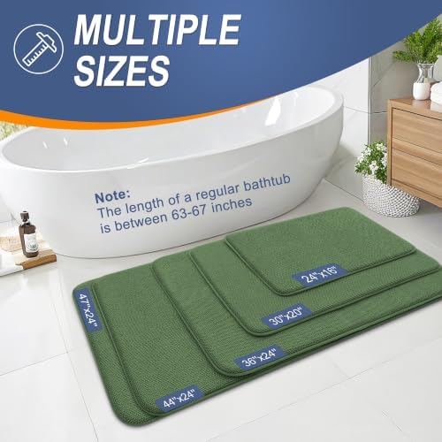 OLANLY Memory Foam Bathroom Runner Rugs 47x17, Long Bath Mats, Olive Green - Image 5