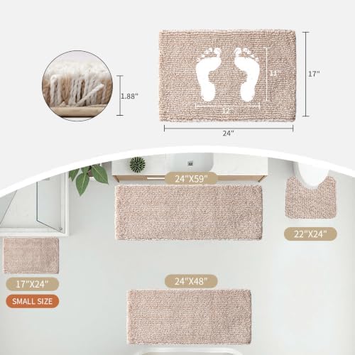 Disolla Beige & White Bathroom Rugs 17x24, Non-Slip Plush Small Bath Mat - Image 2