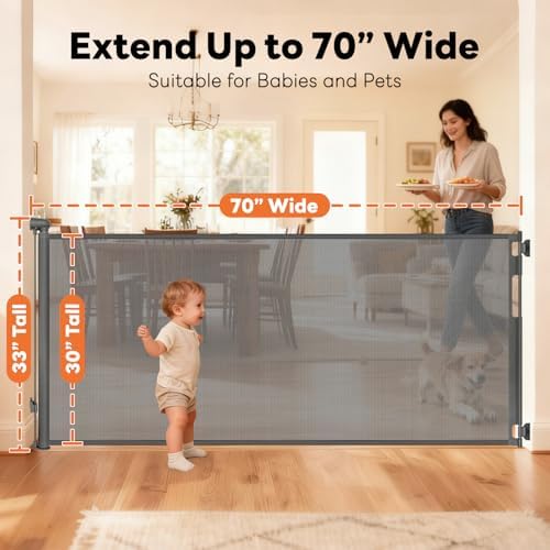 70 Inch Wide Retractable Baby Gate - Image 2