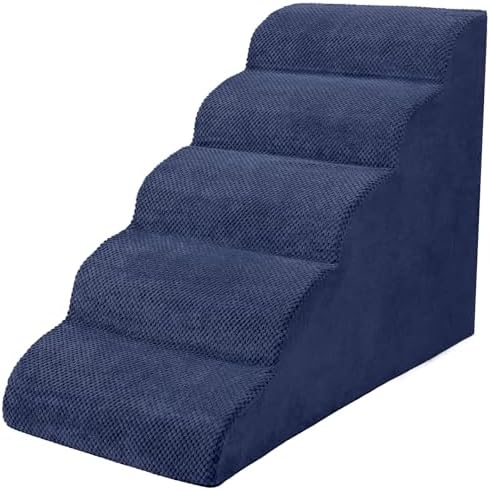 5 Steps Dog Stairs for Bed, High Density Pet Steps for Small Dogs, Extra Wide by Heeyoo