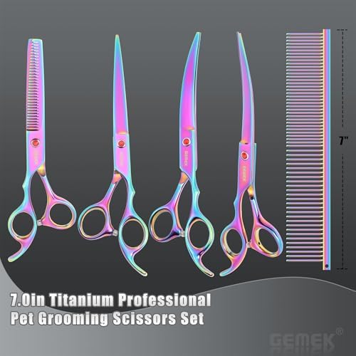7.0in Titanium Dog Grooming Scissors Set - Image 6