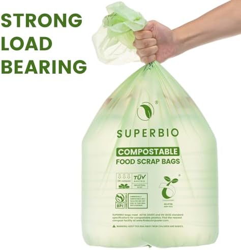 SUPERBIO 13 Gallon Flat Top Compostable Food Waste Bags, 2 Pack - Image 4